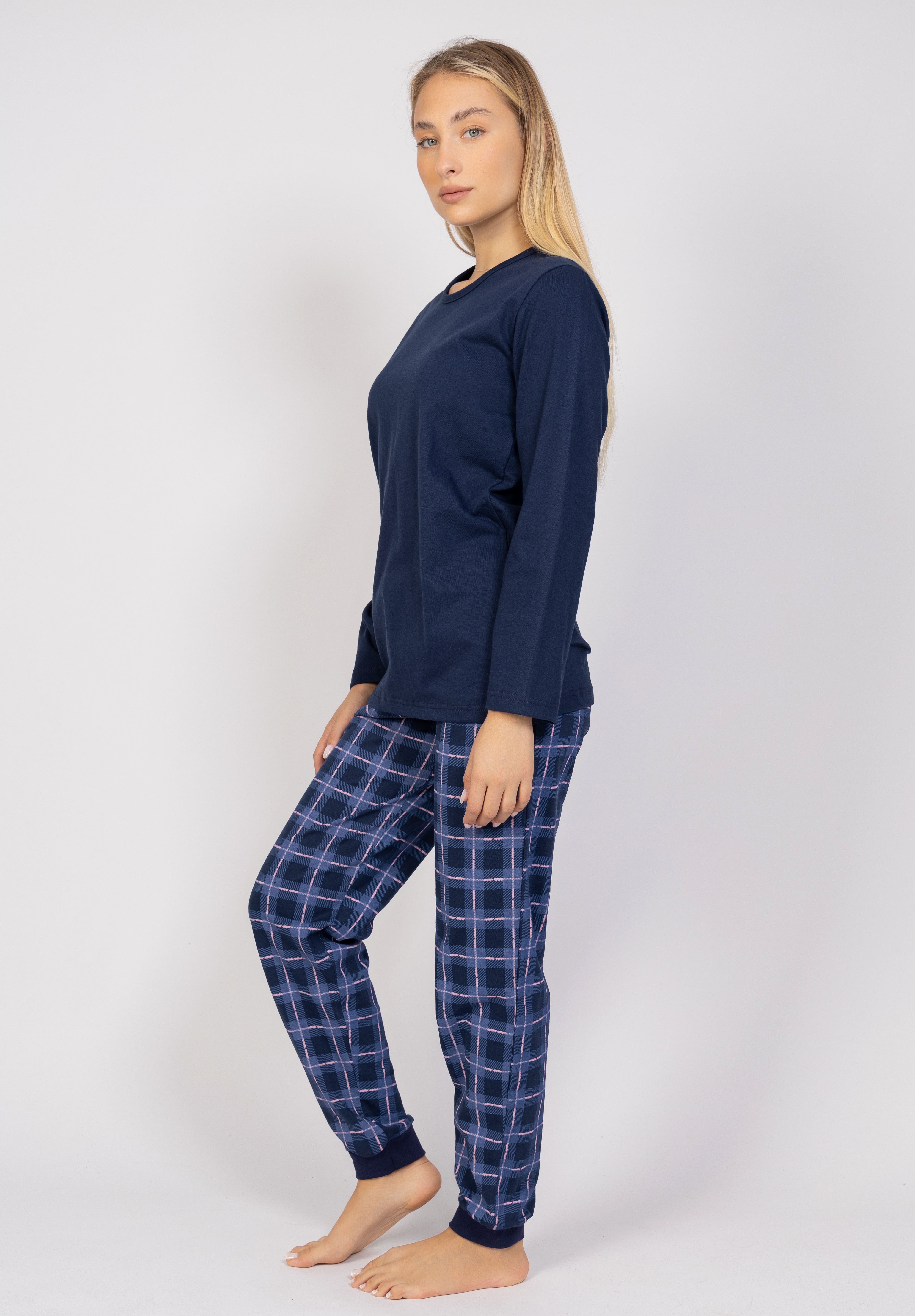 Πιτζάμα γυναικεία καρό Blue Cherry CHR545-Μπλε φωτογραφία