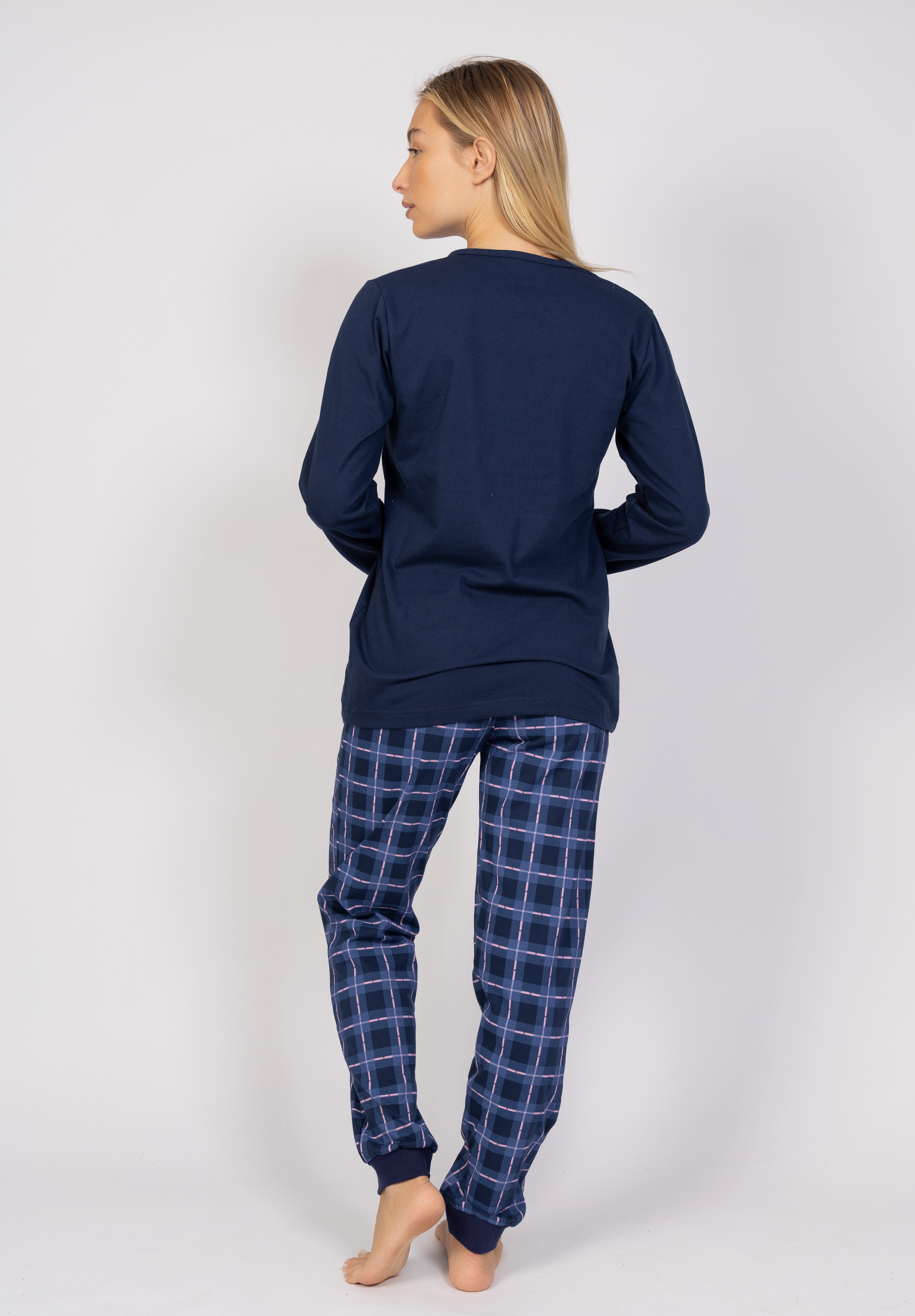 Πιτζάμα γυναικεία καρό Blue Cherry CHR545-Μπλε φωτογραφία