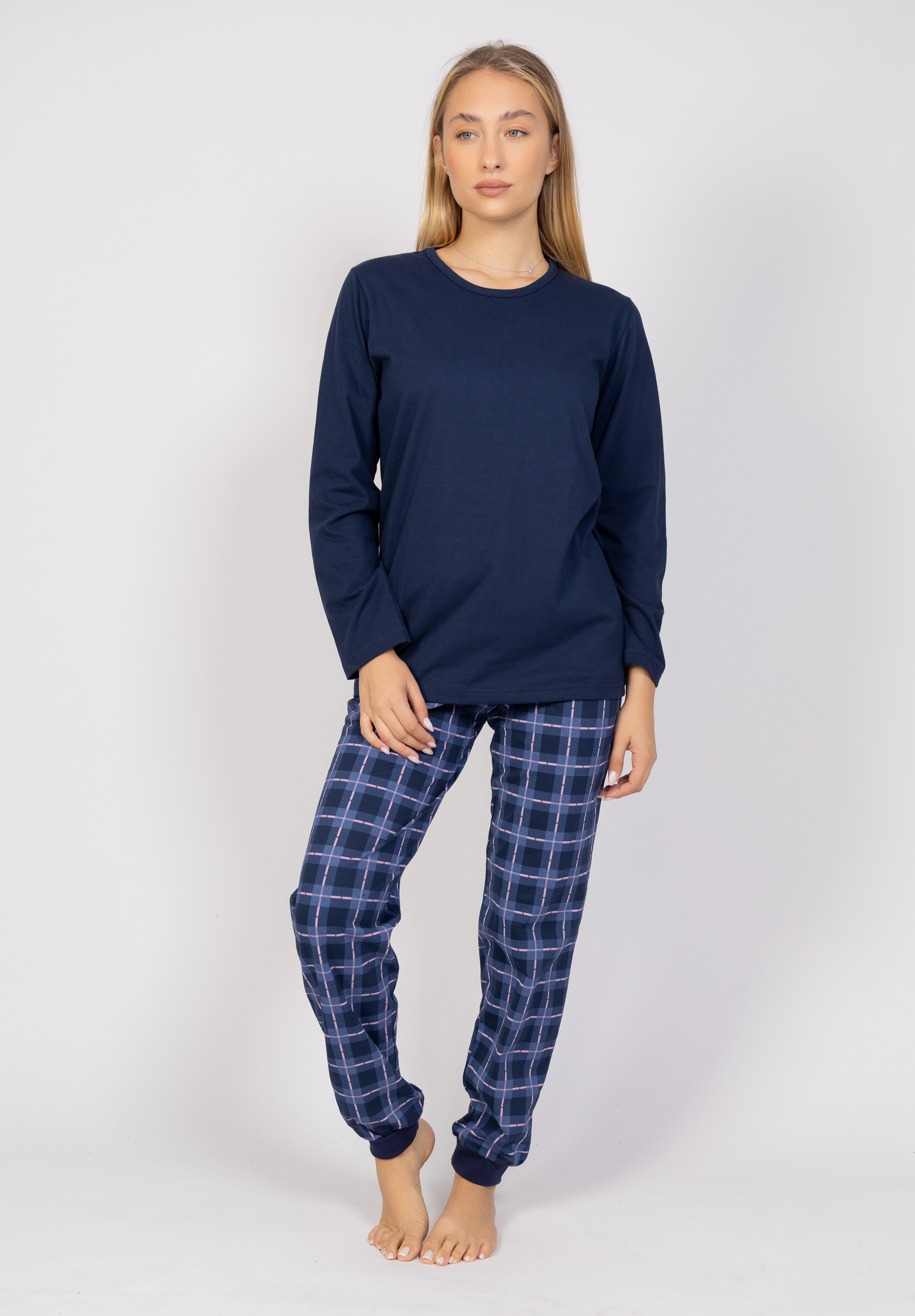 Πιτζάμα γυναικεία καρό Blue Cherry CHR545-Μπλε φωτογραφία