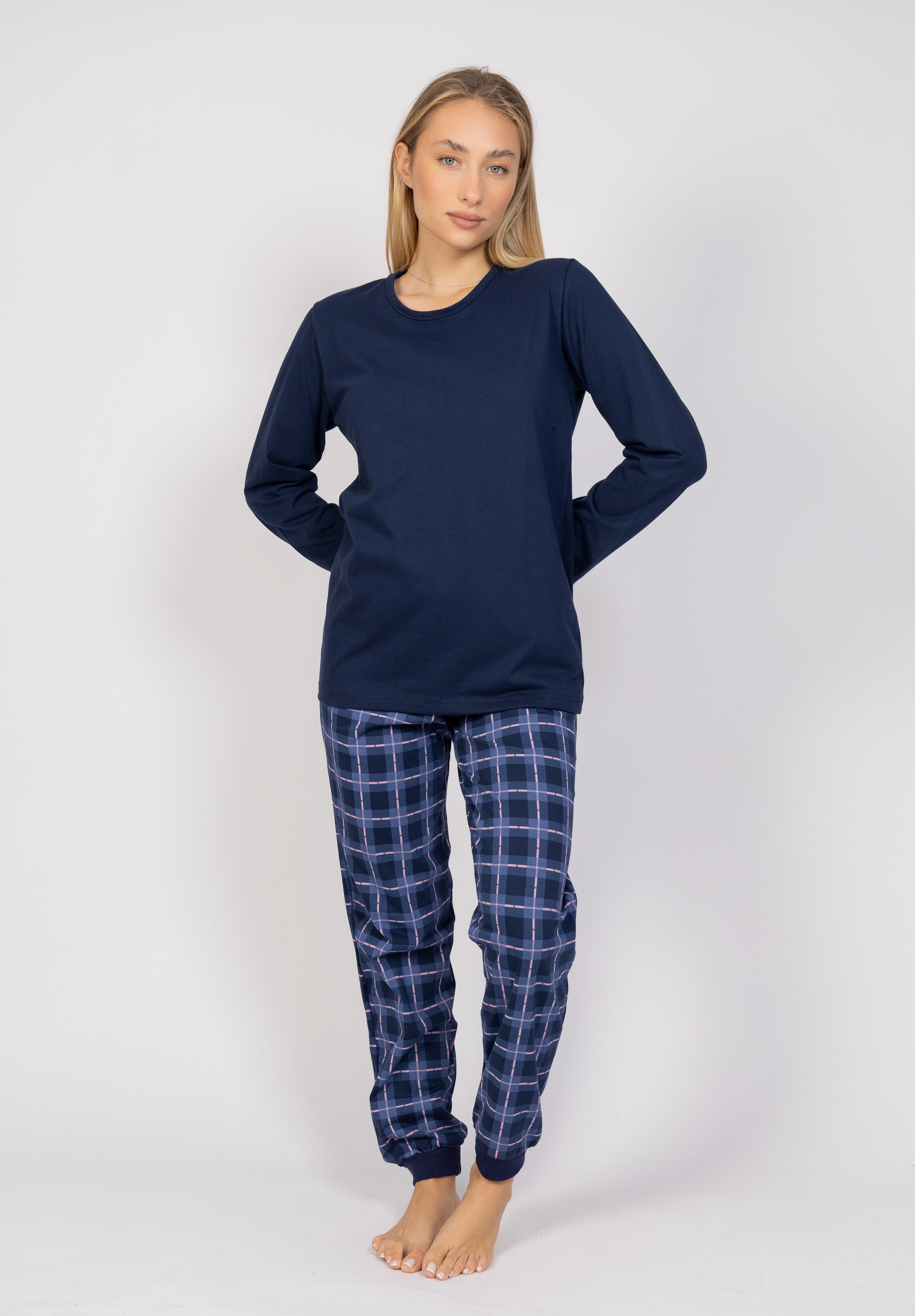 Πιτζάμα γυναικεία καρό Blue Cherry CHR545-Μπλε φωτογραφία