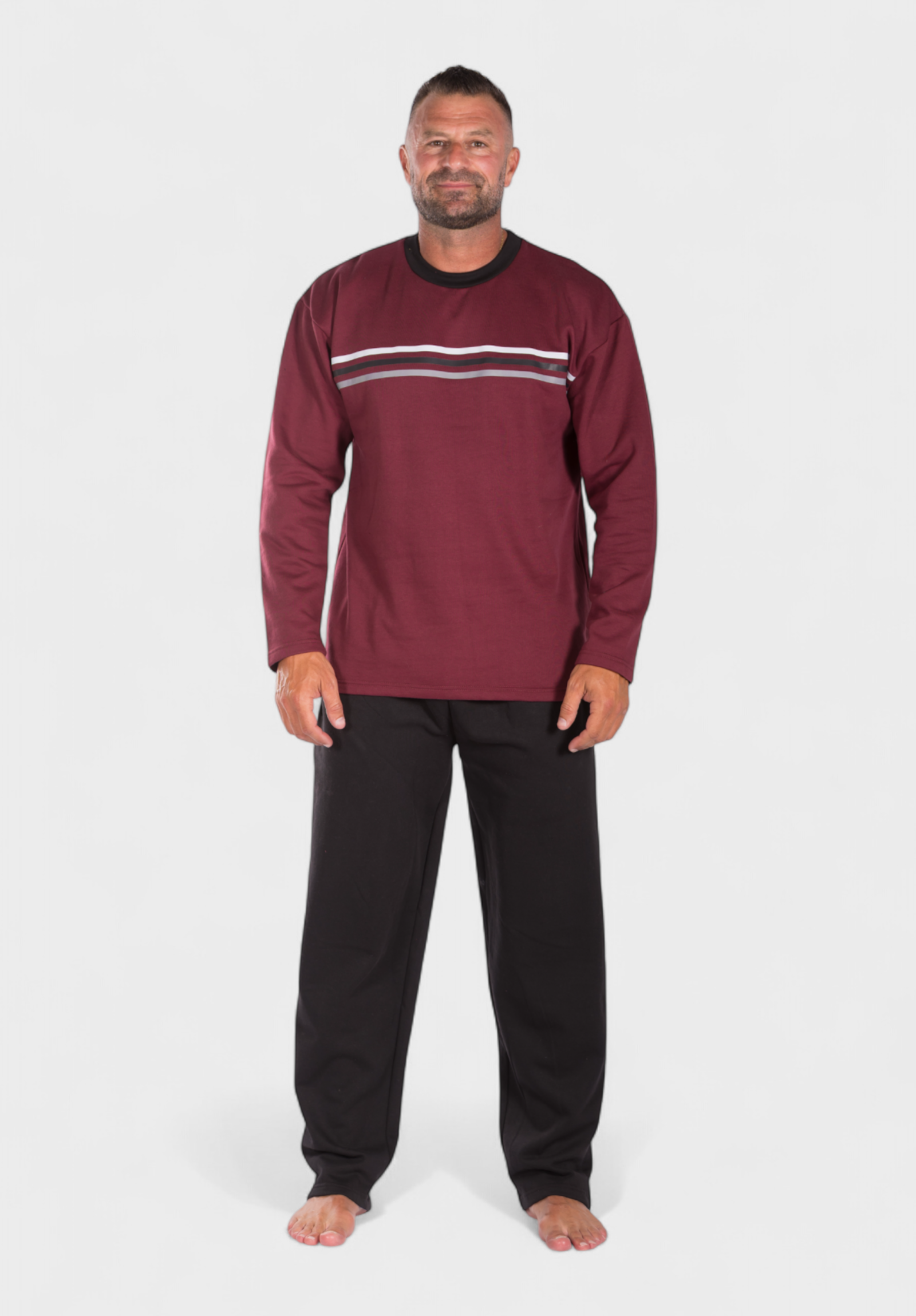 Collection Πιτζάμα ανδρική φούτερ Collection Winter Red CL2609-1-Μπορντώ