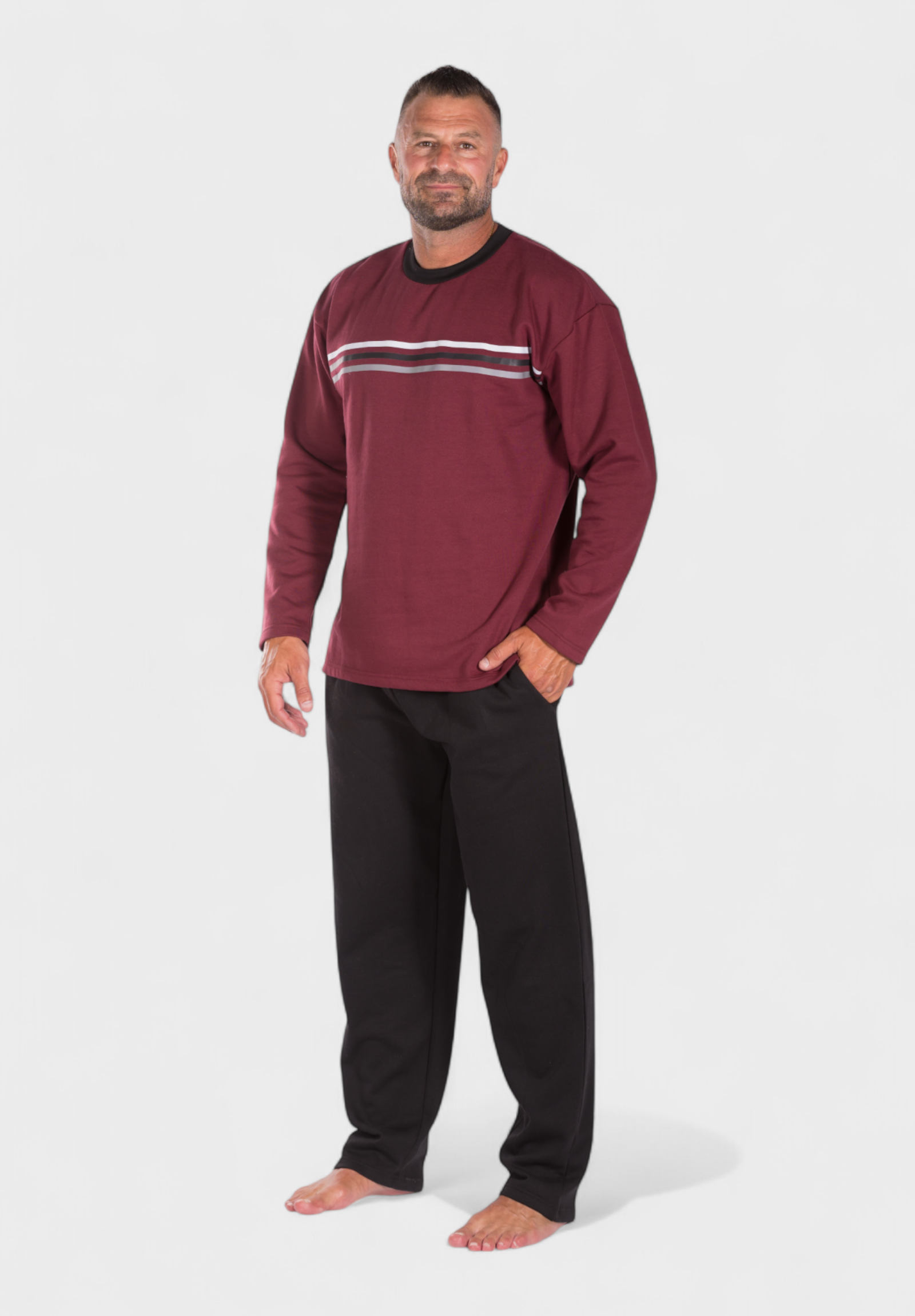 Πιτζάμα ανδρική φούτερ Collection Winter Red CL2609-1-Μπορντώ φωτογραφία