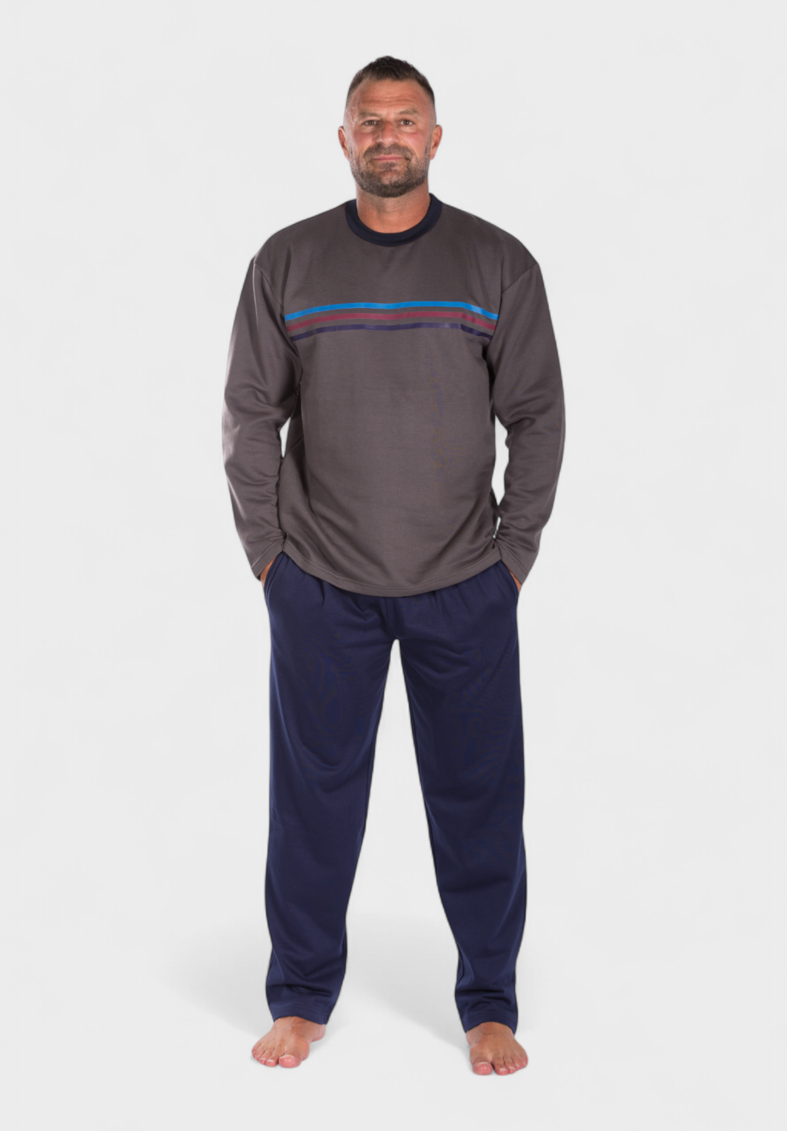 Collection Πιτζάμα ανδρική φούτερ Collection Winter Grey CL2609-2-Γκρι