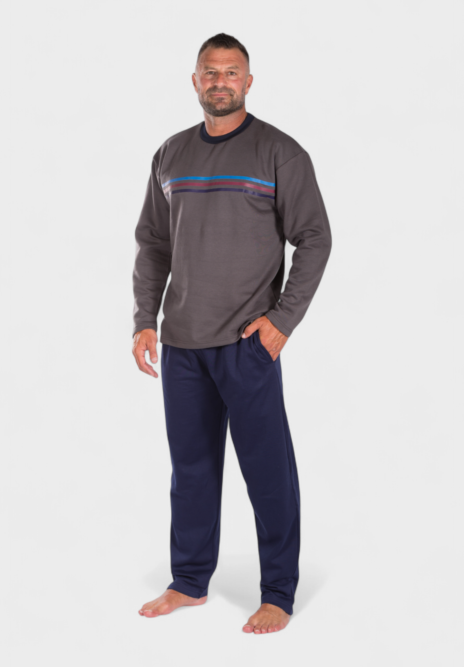 Πιτζάμα ανδρική φούτερ Collection Winter Grey CL2609-2-Γκρι φωτογραφία