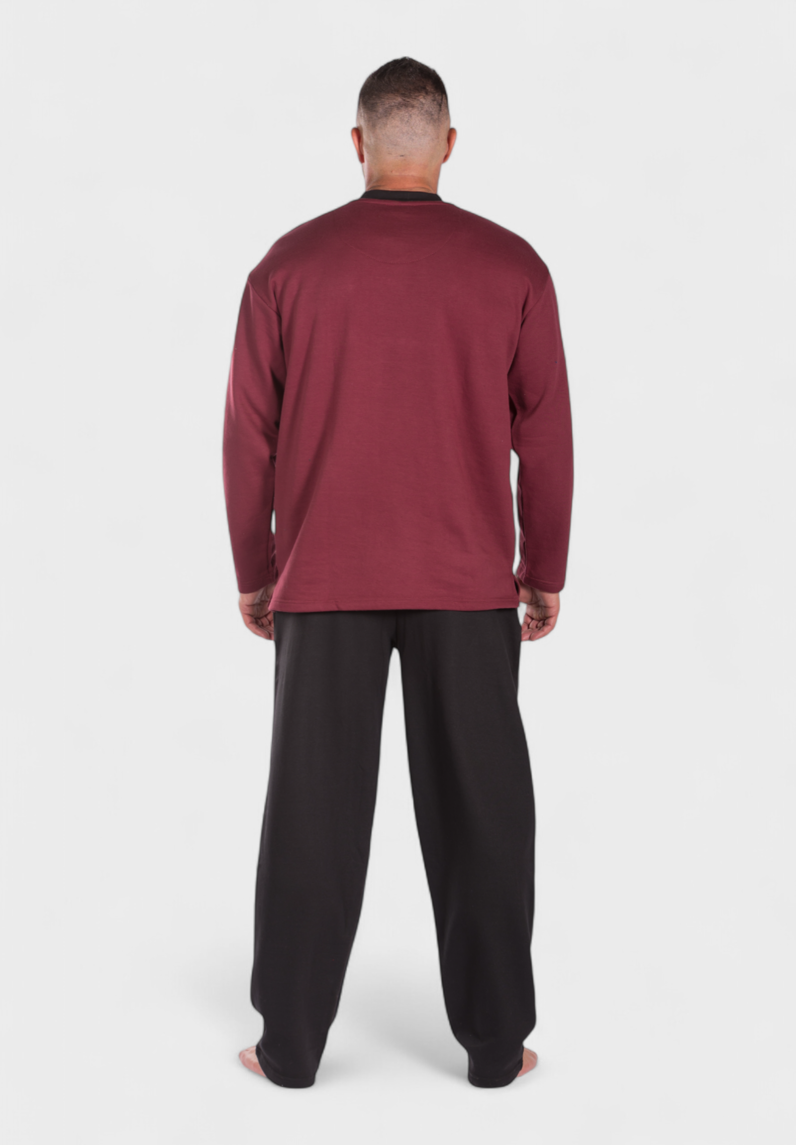 Πιτζάμα ανδρική φούτερ Collection με τσεπάκι Μπορντώ CL26109-1-Μπορντώ φωτογραφία