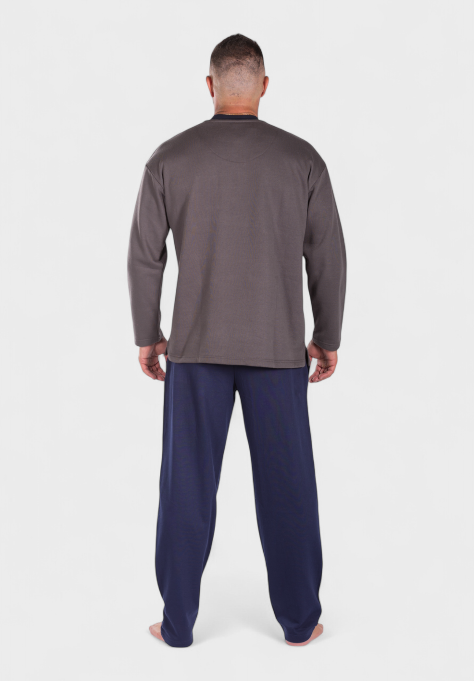 Πιτζάμα ανδρική φούτερ Collection με τσεπάκι Γκρι CL26109-2-Ανθρακί φωτογραφία