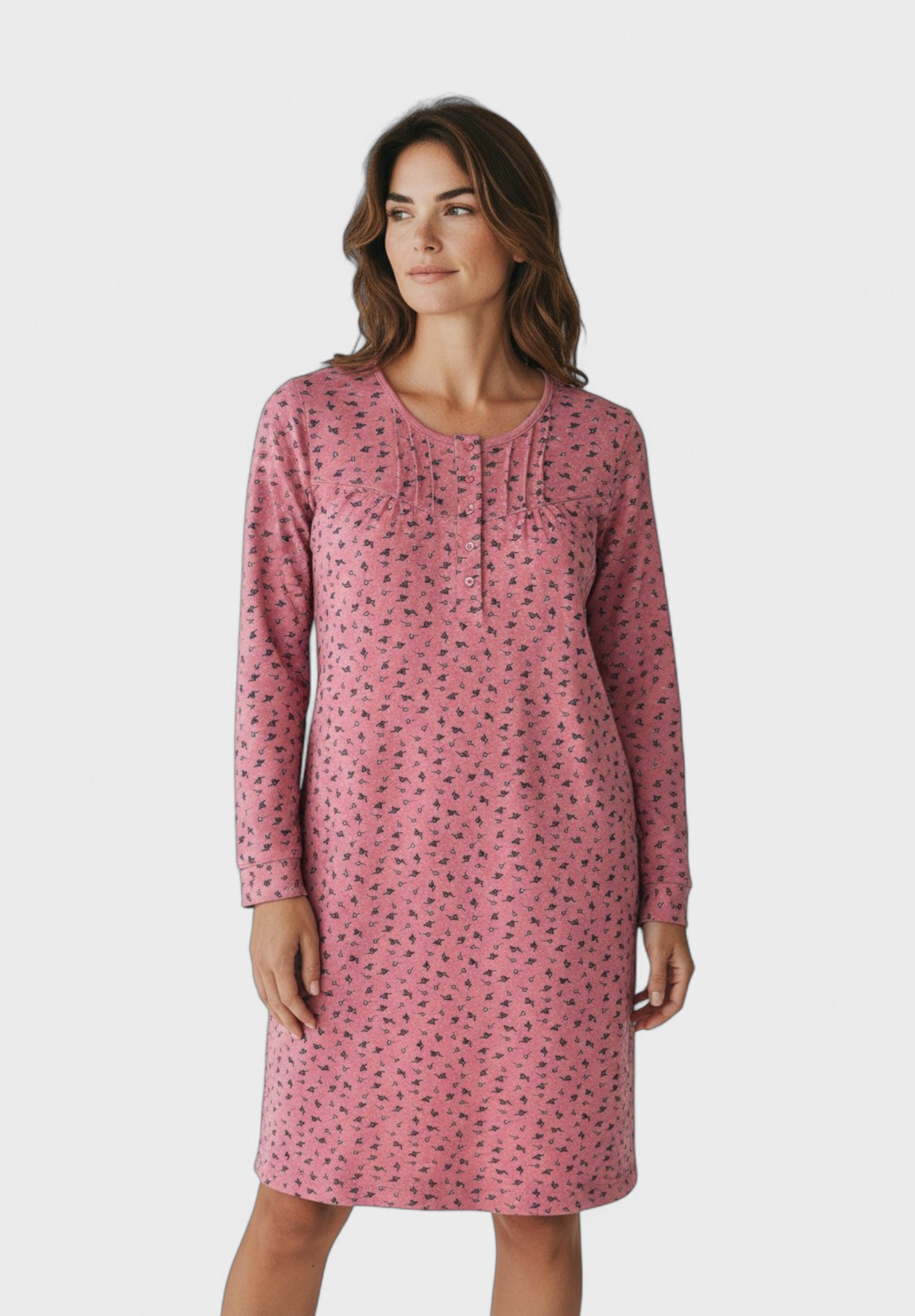 Νυχτικό Γυναικείο Collection Φούτερ Ροζ με Κουμπάκια CL2691-1-Ροζ φωτογραφία