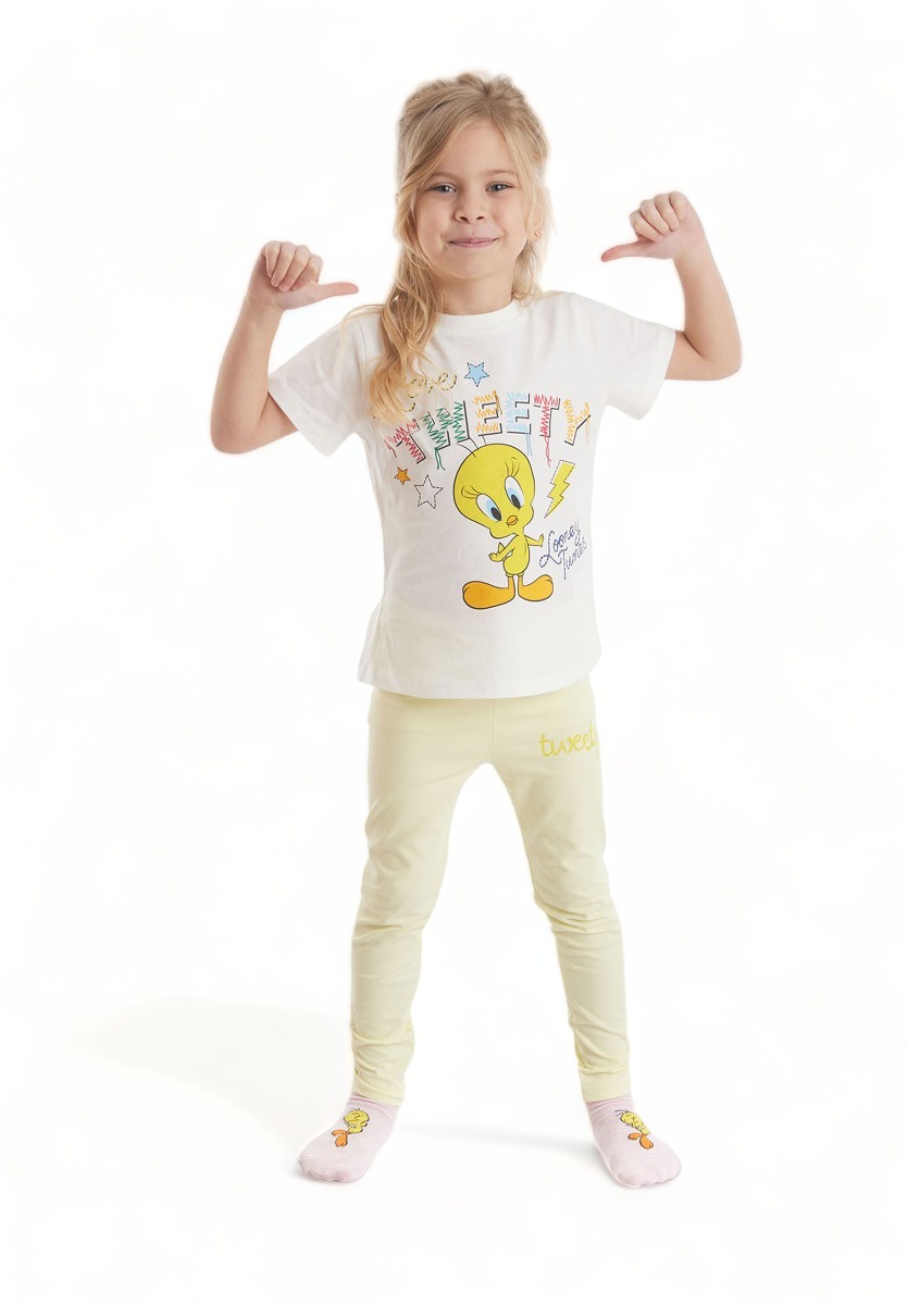 Looney Tunes Σετ μπλούζα με κολάν Tweety Lovely TW19742-Λευκό φωτογραφία