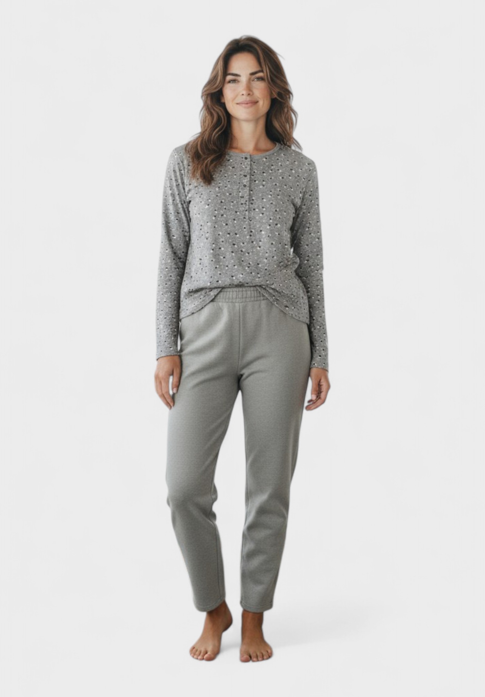 Γυναικεία Πιτζάμα Φούτερ Collection Cozy Elegance Grey CL26130-1-Γκρι φωτογραφία