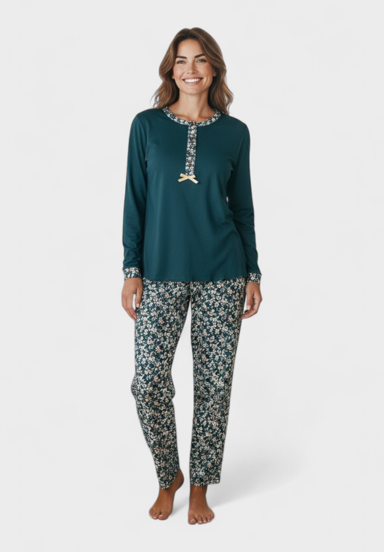 Γυναικεία Πιτζάμα Βαμβακερή Collection Floral Green CL26132-2-Πράσινο φωτογραφία