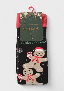 Χριστουγεννιάτικες πετσετέ κάλτσες Soma Socks Gingerbread Joy με σχέδιο μπισκοτάκια και χιονονιφάδες