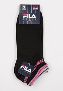 Σετ 3 μαύρες Fila κάλτσες με logo λάστιχο σε φούξια, λευκό και lime – άνετες και στιλάτες για κάθε περίσταση