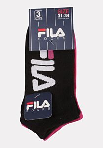 Fila παιδικές κάλτσες σετ 3 ζευγάρια σε μαύρο, φούξια και λευκό χρώμα με λογότυπο
