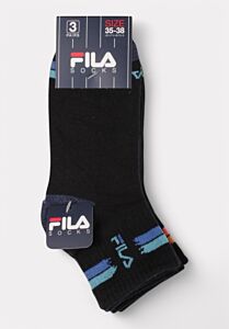 Σετ παιδικές κάλτσες FILA 3 ζευγάρια σε μαύρο με χρωματιστές ρίγες

