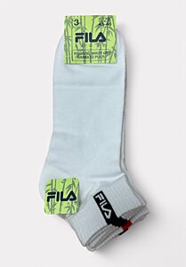 Σετ 3 λευκές Fila κάλτσες bamboo με κάθετο λογότυπο – για καθημερινή άνεση και κομψότητα