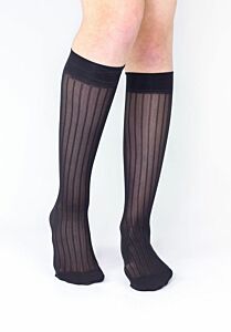 Κάλτσα μέχρι το γόνατο με σχέδιο μαύρο Stripes Linea D'oro