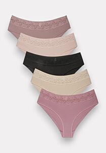 Γυναικεία σλιπ ψηλόμεσα Sexen 5pack βαμβακερά με δαντέλα