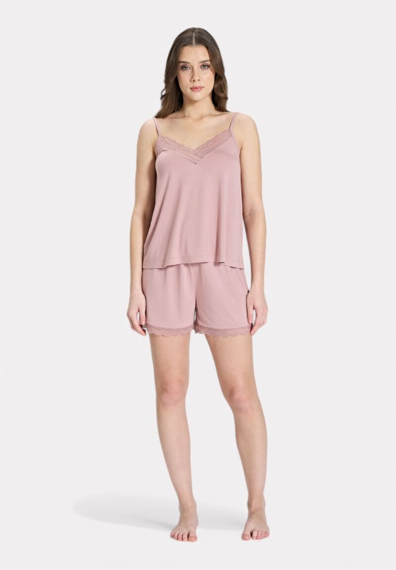 Γυναικεία Καλοκαιρινή Πιτζάμα με Δαντέλα Pijadore Σάπιο Μήλο
