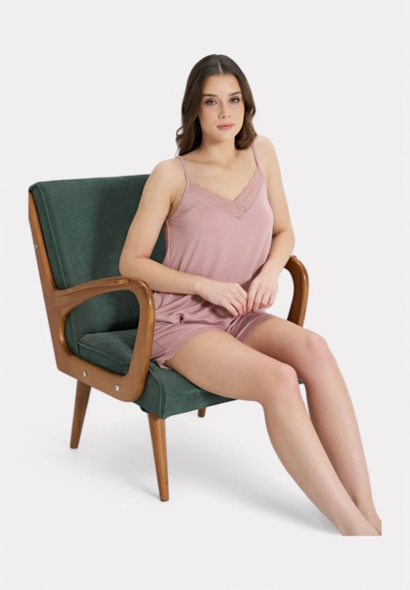 Γυναικεία Καλοκαιρινή Πιτζάμα με Δαντέλα Pijadore Σάπιο Μήλο