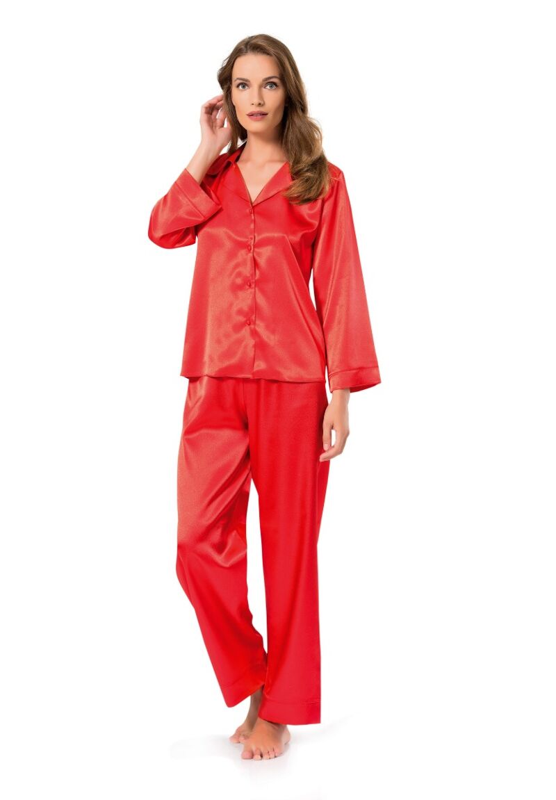Πιτζάμα γυναικεία σατέν μονόχρωμη με κουμπιά