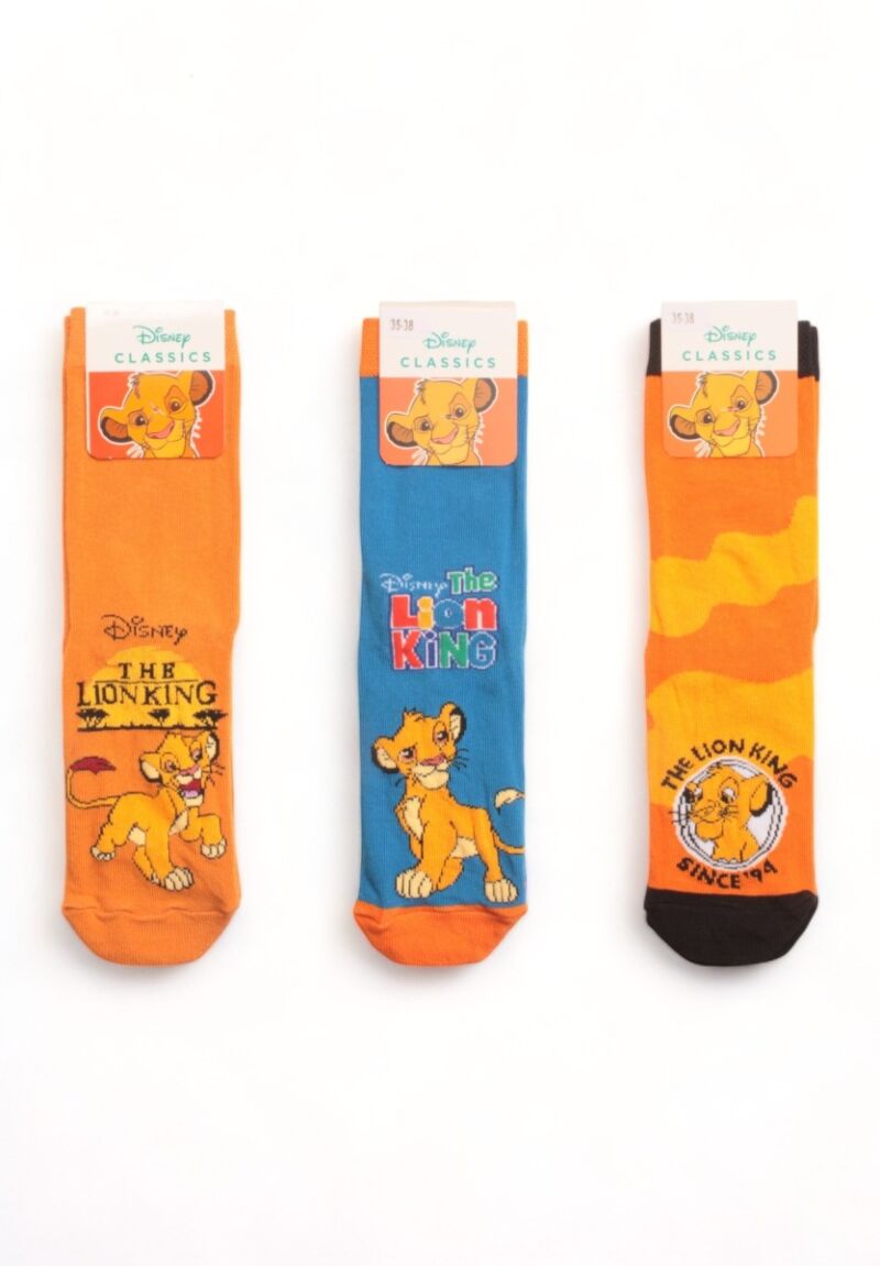 Κάλτσες παιδικές οικονομικό πακέτο Lion King 3 Τεμ.
