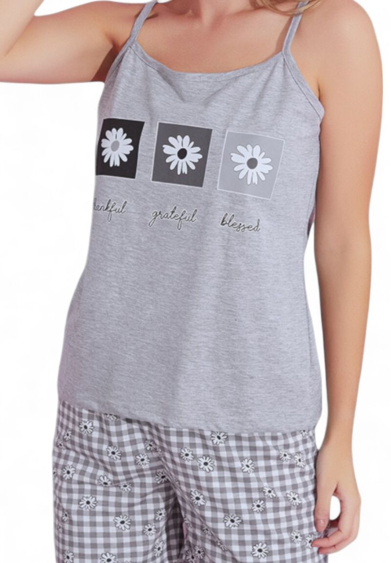 Πιτζάμα γυναικεία με σορτσάκι PijaMood Flower Grey