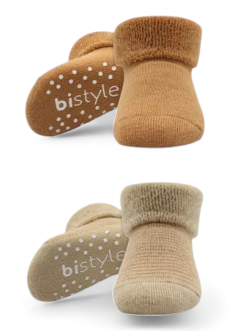 Κάλτσες βρεφικές πετσετέ με τάπες Stripes Biorganic 2 Τεμ.