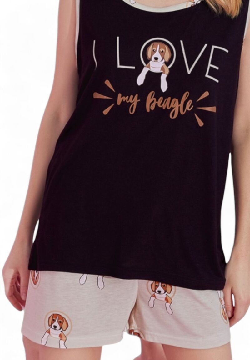 Πιτζάμα γυναικεία με σορτσάκι PijaMood Love My Beagle