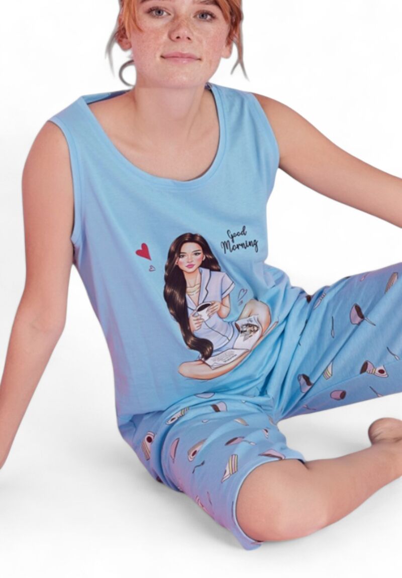 Πιτζάμα γυναικεία με κάπρι PijaMood Good Morning