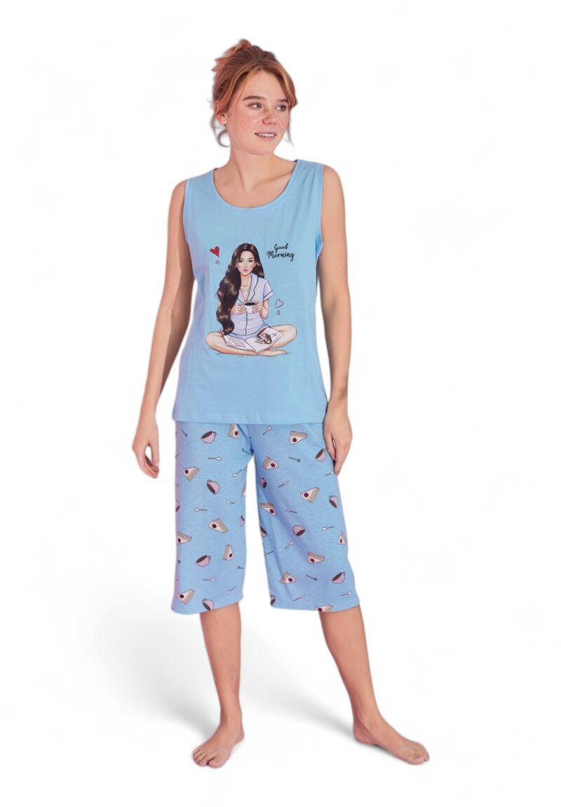 Πιτζάμα γυναικεία με κάπρι PijaMood Good Morning