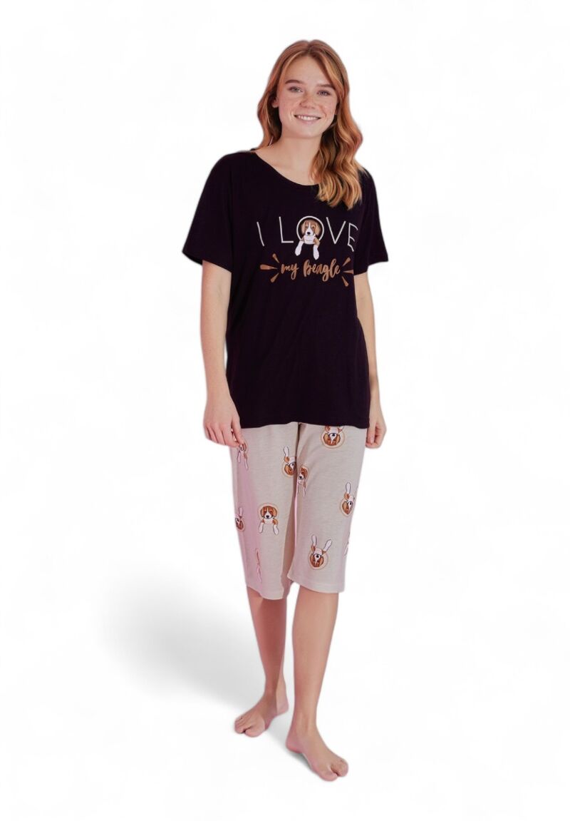 Πιτζάμα γυναικεία με κάπρι PijaMood Love My Beagle