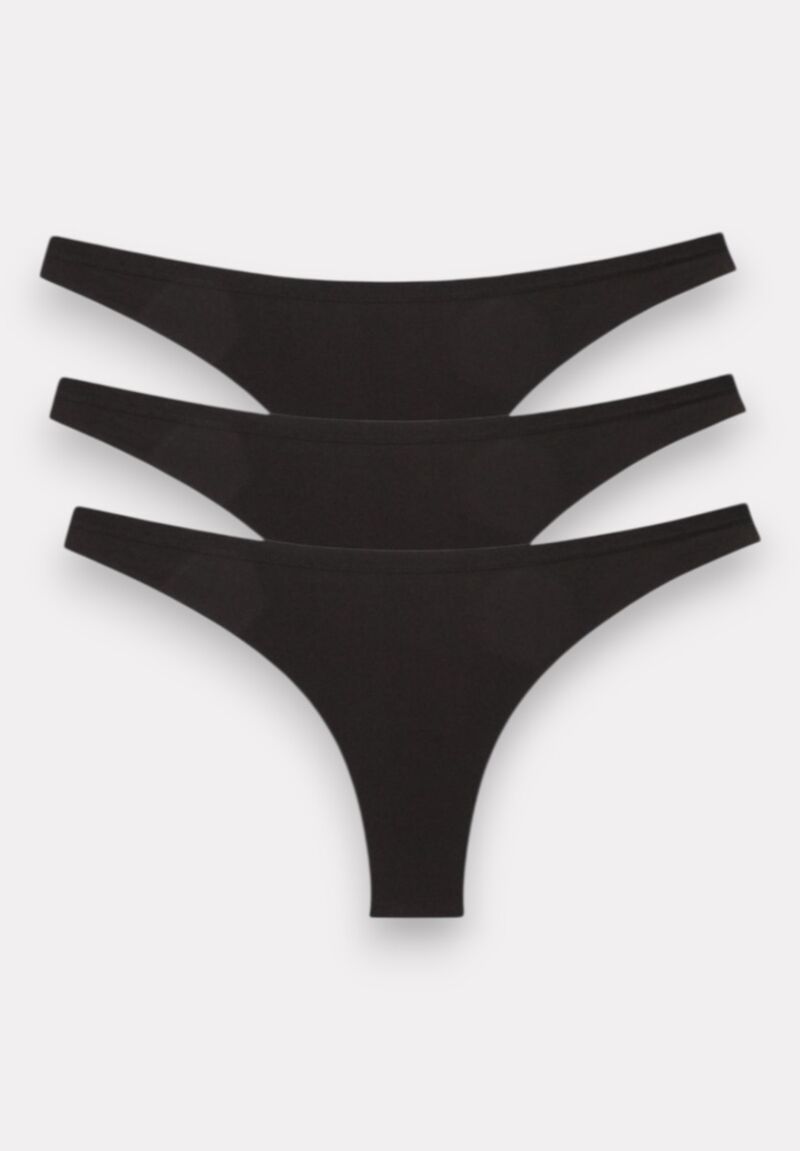 Brazil γυναικείο Berrak βαμβακερό με μαλακό λάστιχο Laser Cut Seamless Black 3 Τεμ.