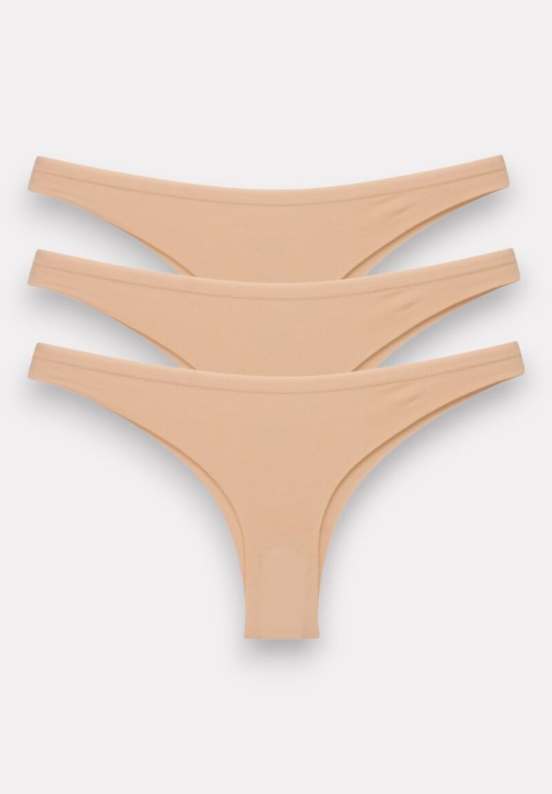 Brazil γυναικείο Berrak βαμβακερό με μαλακό λάστιχο Laser Cut Seamless Beige 3 Τεμ.