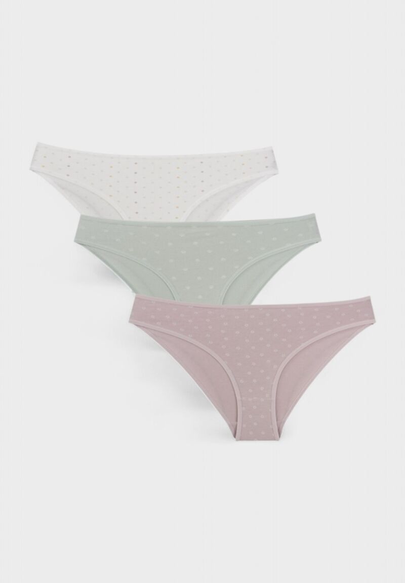 Γυναικείο Σλιπ Bikini Berrak “Luna Dots”  Σετ 3 Τεμαχίων – 95% Βαμβάκι 5% Ελαστάν