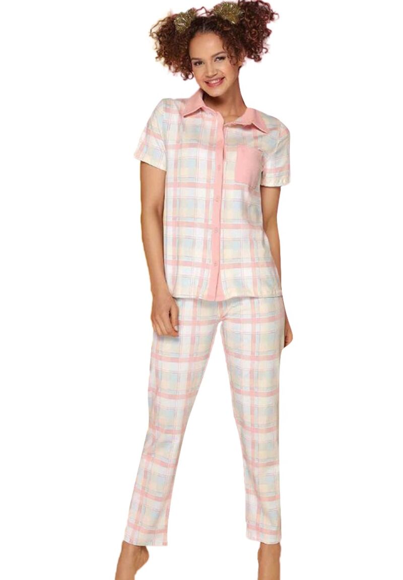 Πιτζάμα γυναικεία με κουμπάκια καρό 