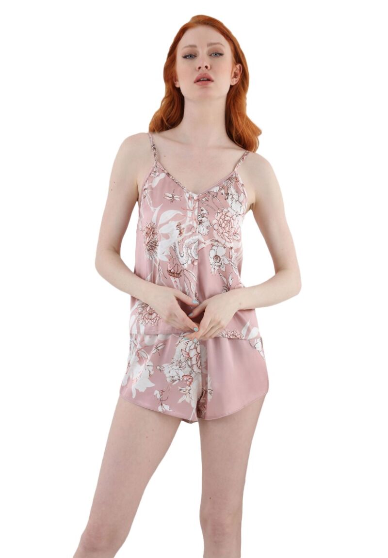Πιτζάμα γυναικεία με σορτσάκι σατέν Love Romance