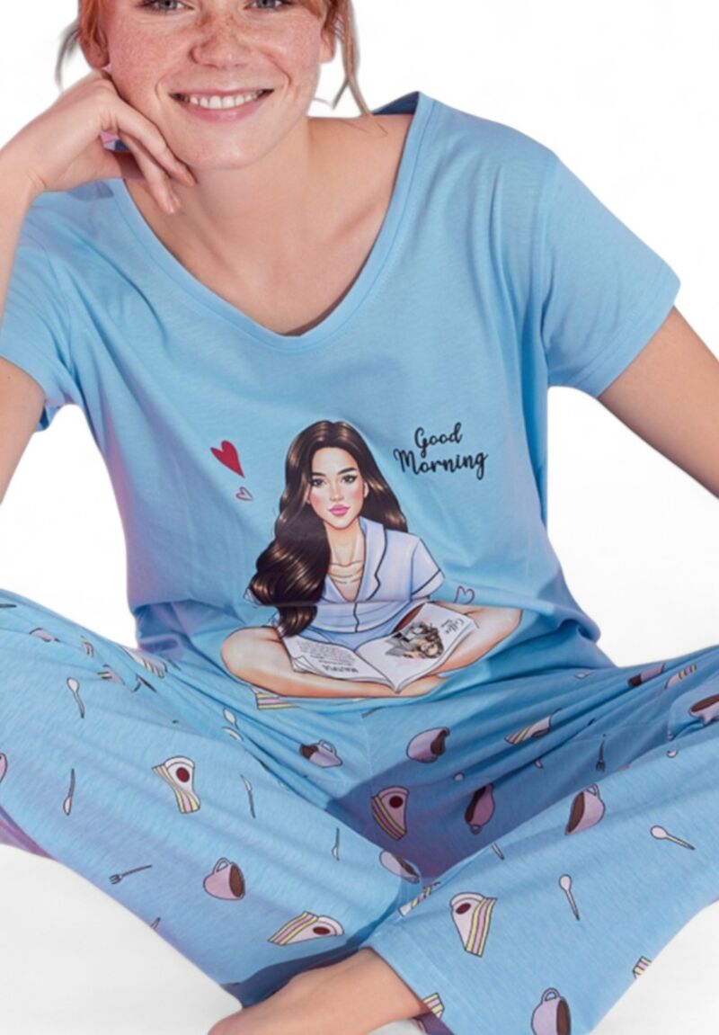 Πιτζάμα γυναικεία μακρύ παντελόνι PijaMood Good Morning