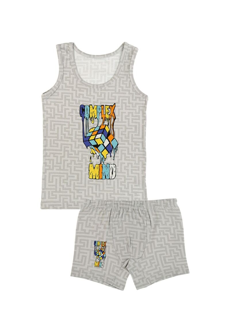 Σετ φανελάκι μποξεράκι παιδικό Smart Boys Γκρί