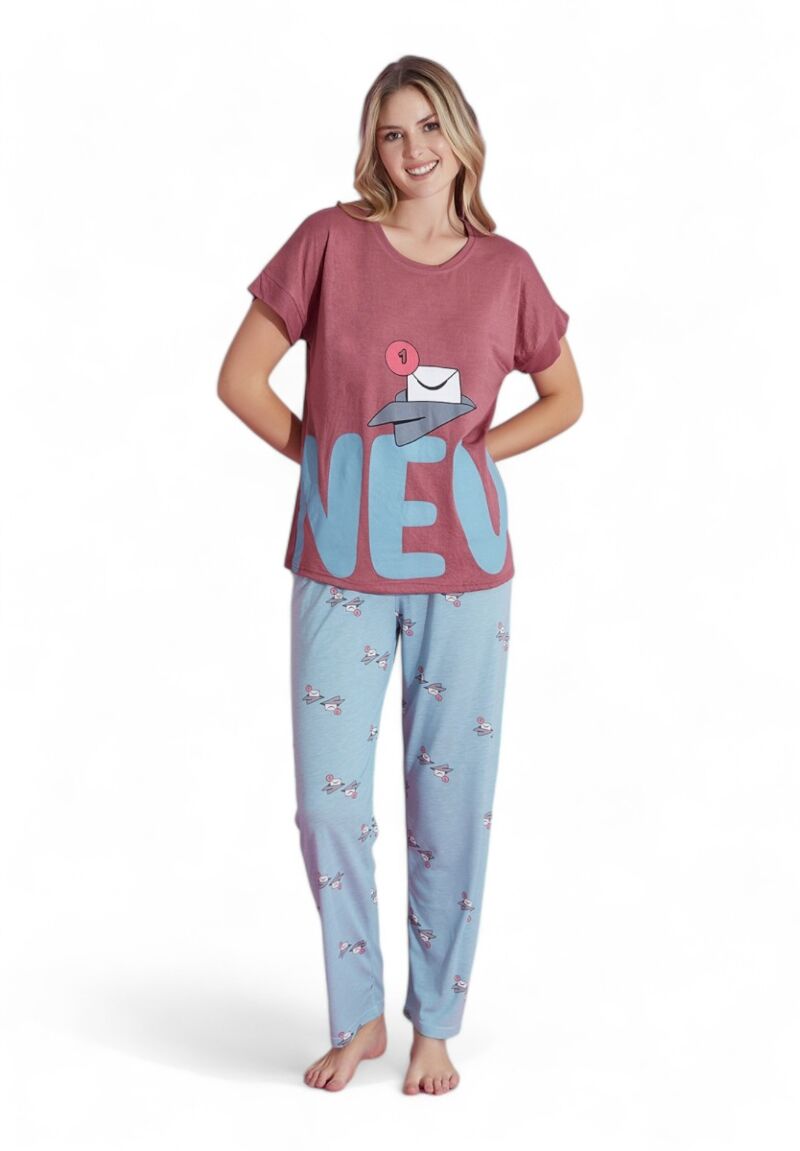 Πιτζάμα γυναικεία μακρύ παντελόνι PijaMood Letter