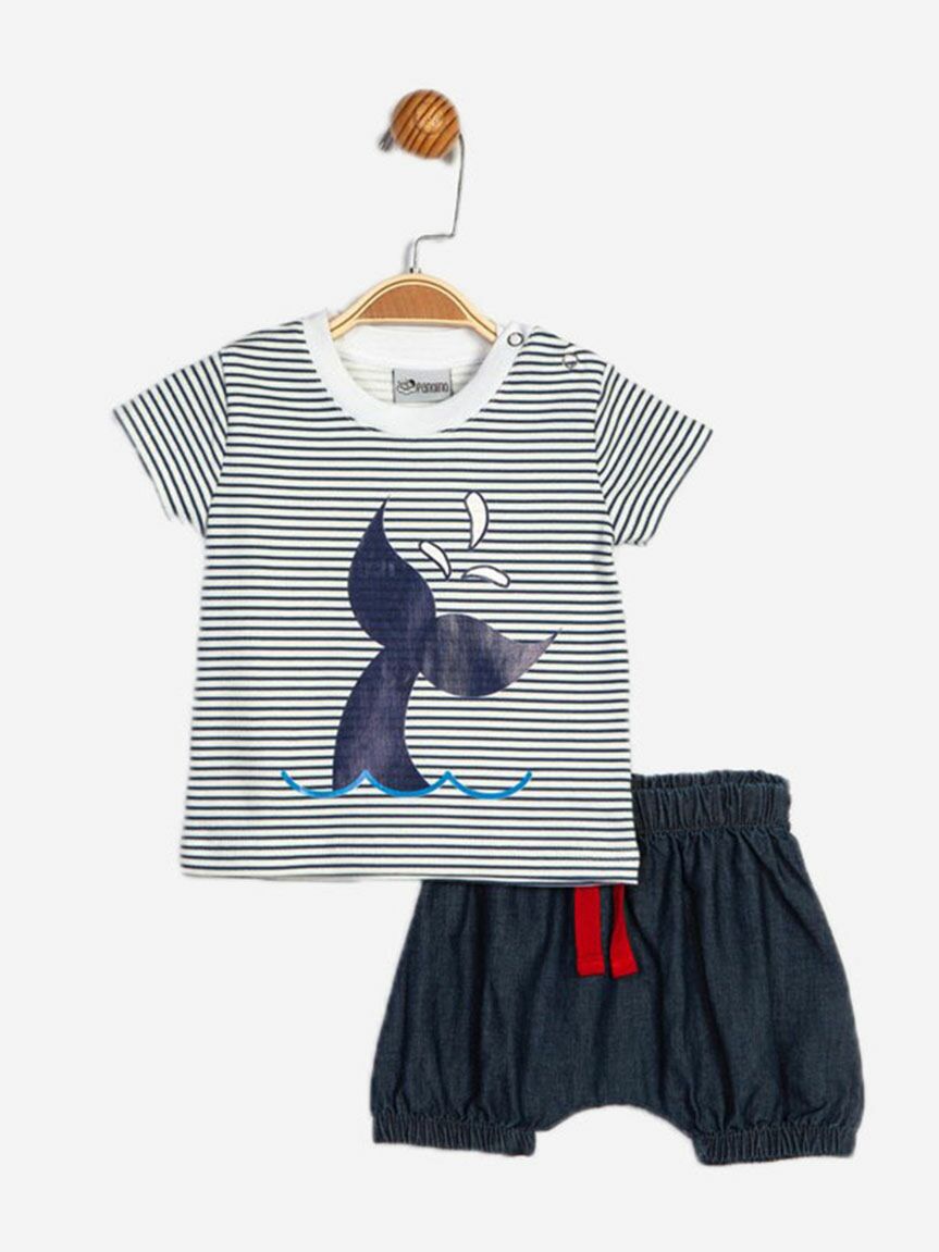 Σετ παντελονάκι - μπλούζα Whale Panolino