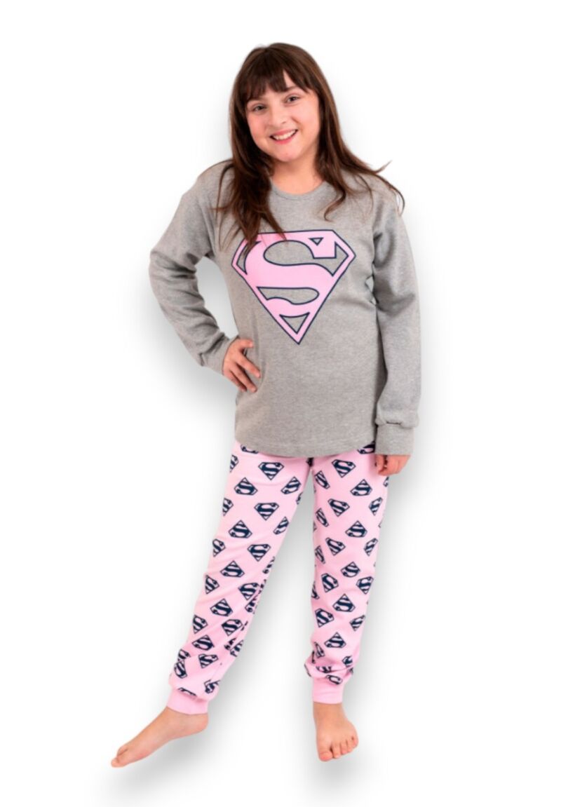 Πιτζάμα παιδική - εφηβική Nina Club Super Girl Grey