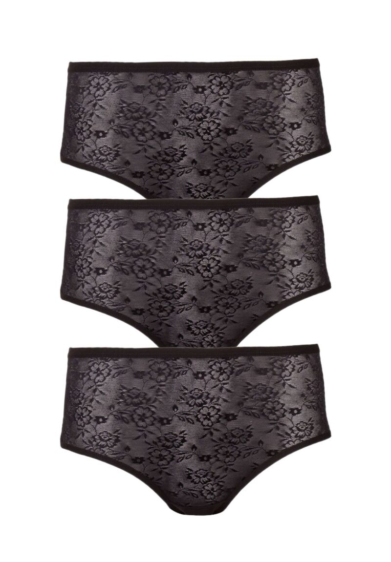 Σλιπ Sexen Midi ψηλοκάβαλο με δαντέλα Black 3 Τεμ.