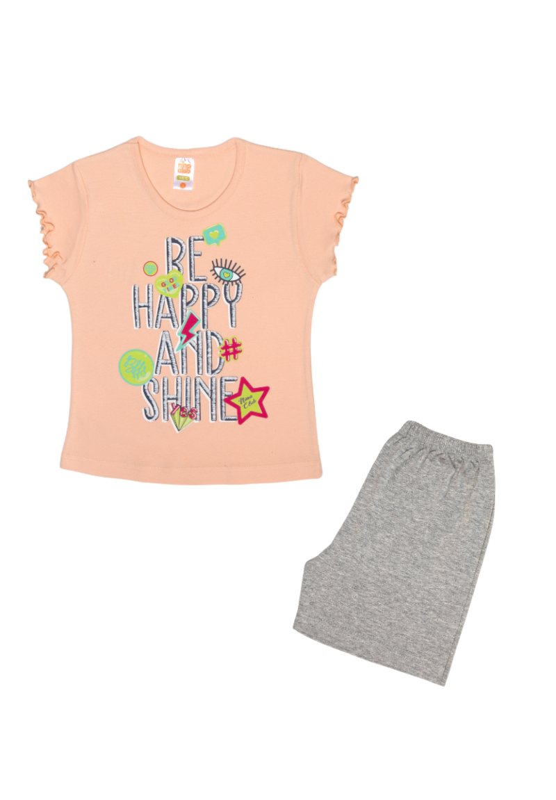 Πιτζάμα παιδική - εφηβική κοντομάνικη Nina Club Happy