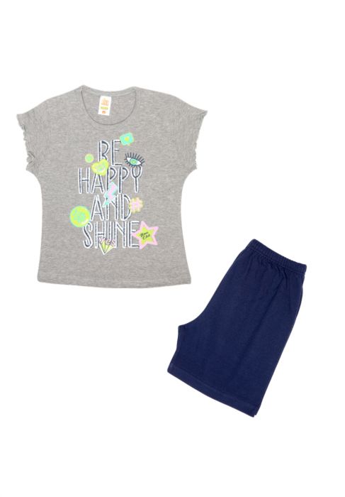 Πιτζάμα παιδική - εφηβική κοντομάνικη Nina Club Happy