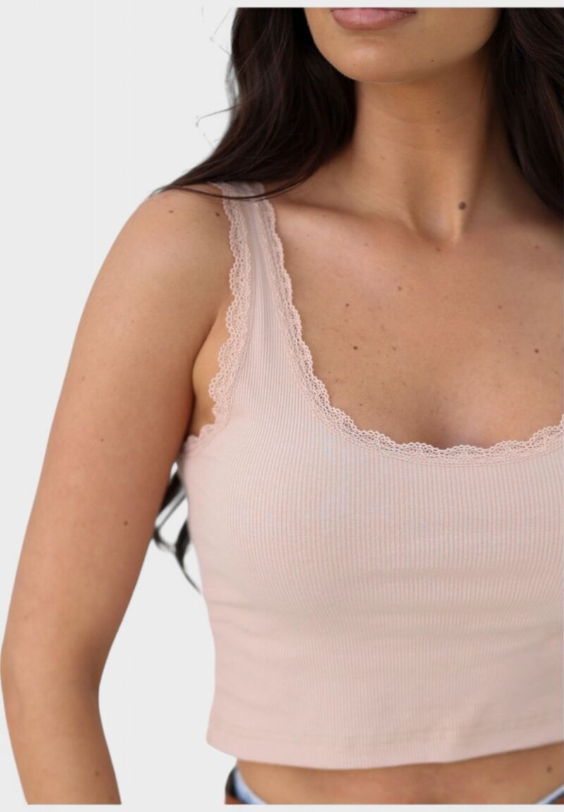 Φανελάκι γυναικείο Crop top βαμβακερό με φαρδιά τιράντα Berraκ