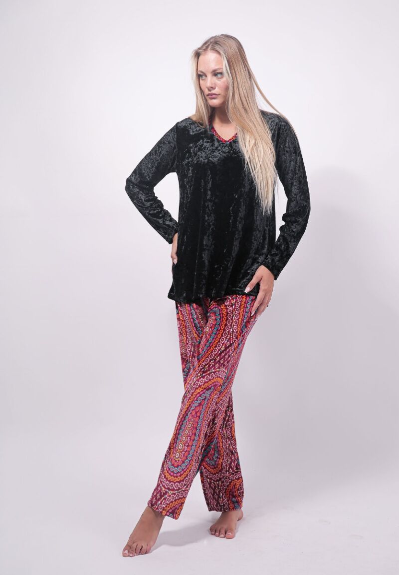 Πιτζάμα γυναικεία βελουτέ Cherry Underwear Lahour