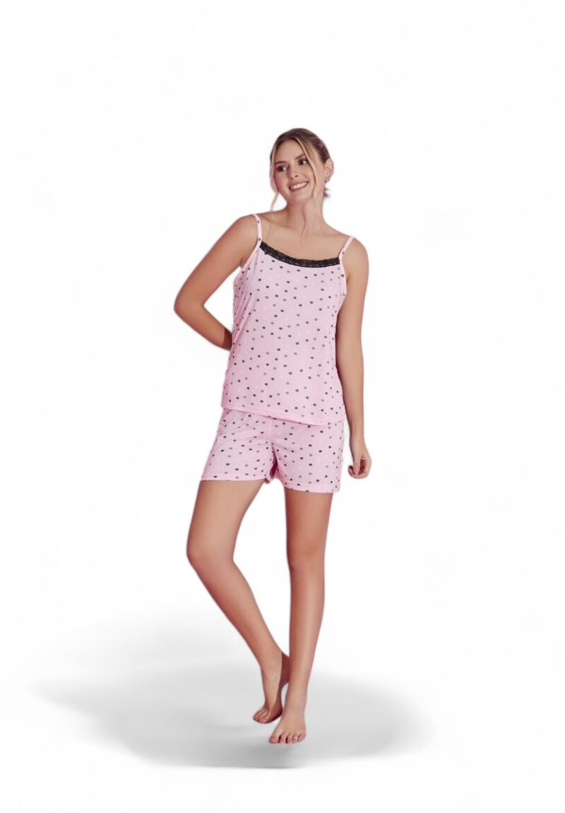Πιτζάμα γυναικεία με σορτσάκι PijaMood Spots Pink
