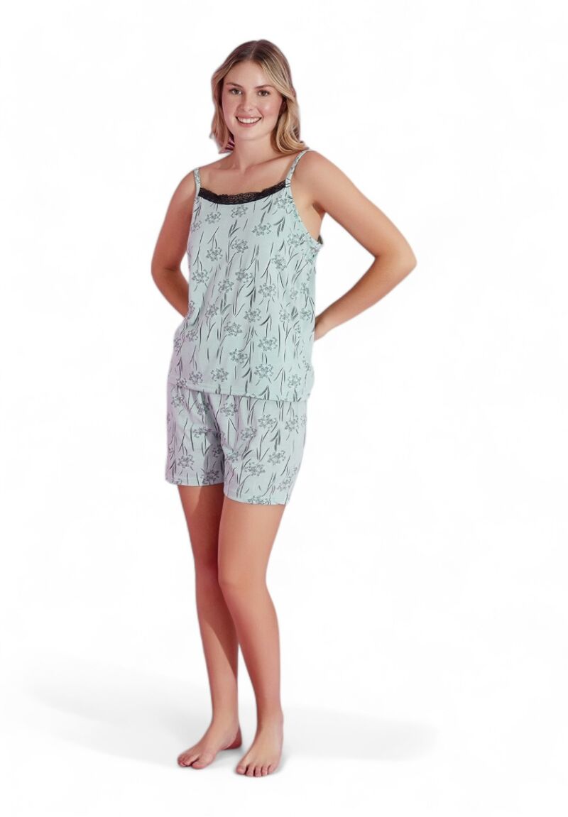 Πιτζάμα γυναικεία με σορτσάκι PijaMood Mint Flower
