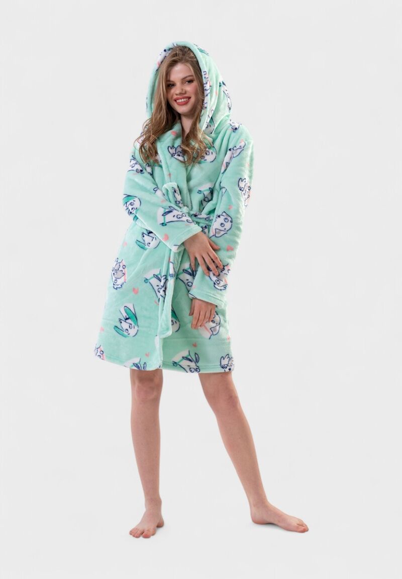 Ρόμπα Γυναικεία Vienetta – Μέντα με σχέδιο σκυλάκια