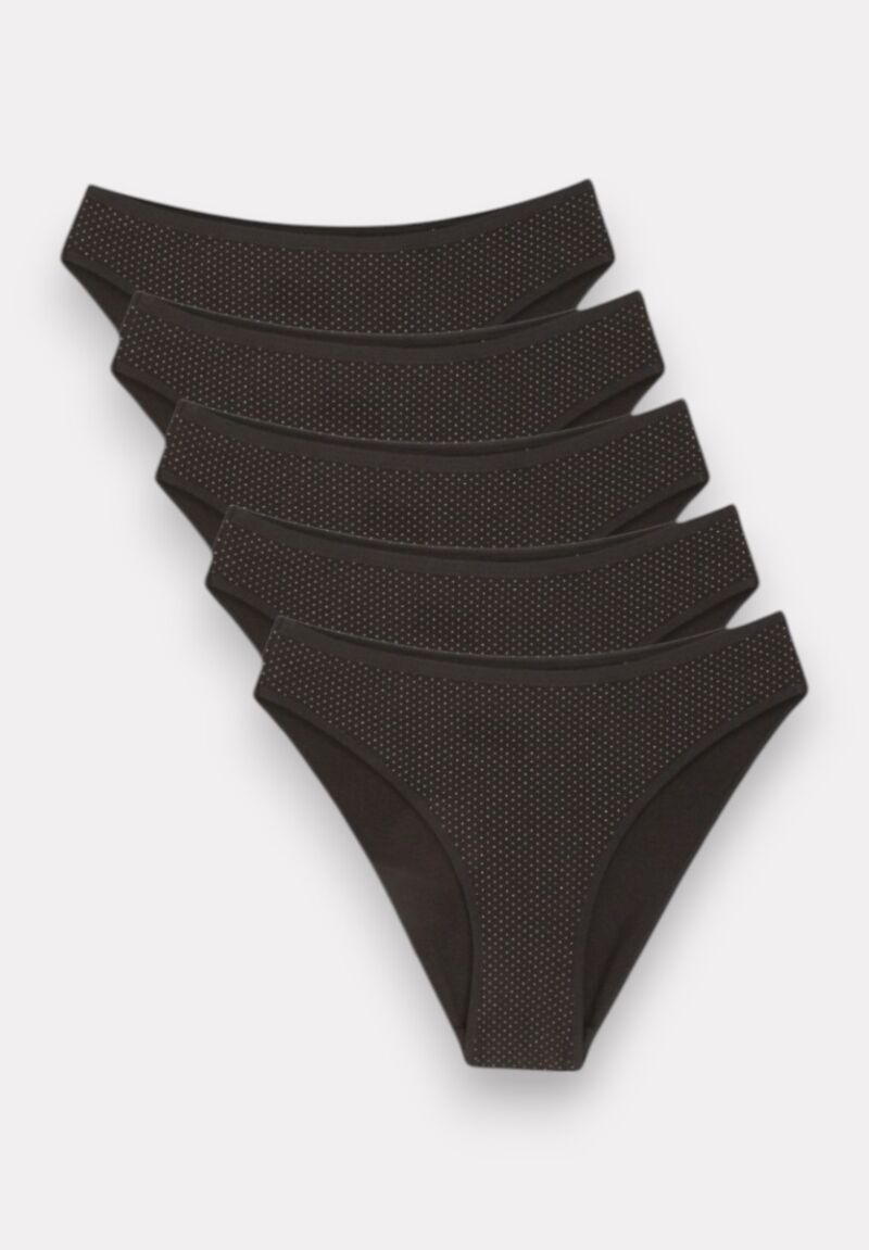 Σλιπ γυναικεία mini ψηλοκάβαλα Sexen πουά Laura Black 5 τεμάχια